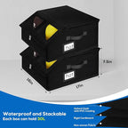 2 Pack Hat Storage for Baseball Caps-Holds Up to 48 Caps, Hat Organizer for Closet Stackable Hat Box with Cardboard, Dustproof Baseball Cap Organizer with 2 Handles for Home Travel (Black, 2Pack)