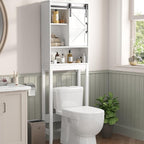 Over The Toilet Storage Cabinet, Bathroom Organizer with Adjustable Shelves and Anti-Tip Device, Space-Saving Storage Solution, White