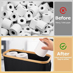 Extra Large Toilet Paper Storage Basket with Lid 49L Slim Toilet Paper Basket Holder Bin Container Organizer for Bathroom Hold up to 20 Regular Rolls or 15 Mega Rolls