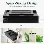 Teak Bathtub Tray | Adjustable Width Tray with Wine Holder, Tablet/Phone & Book Stand, Splash-Proof for Bath Time- Black