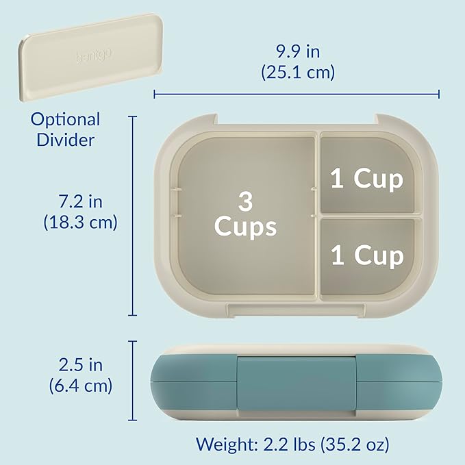 Bentgo Chill Max Leak-Proof XL Lunch Box - Included Ice Pack Keeps Food Cold; 5-Cup Capacity for Adults & Ages 8+, 3 or 4 Compartment Bento Box, BPA-Free, Dishwasher Safe (Bone & Glacier Blue)