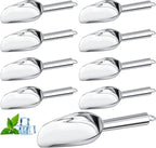 Zhehao 8 Pcs Metal Ice Scoop 6 oz Stainless Steel Ice Scooper for Ice Maker Kitchen Freezer Bar Wedding Party Small Scoops for Pet Animal Dog Food Candy Scoop Beach Shovel(Silver)