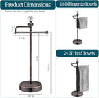 Bathroom Hand Towel Holder with Crystal Ball, Countertop Towel Holder Stand 15.7” H, Stainless Steel Classic Vintage Hand Towel Rack Stand with Heavy Weighted Base (Oil Rubbed Bronze, 2 Pack)