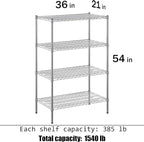 21" Deep x 36" Wide x 54" Height Wire Shelving Kit | 4-Tier | NSF Commercial Storage Rack Unit