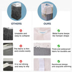 ELONG HOME 2 Pack Laundry Baskets, 92L Freestanding Laundry Basket with Handles, Waterproof Tall Collapsible Clothes Hamper for Dorm, Bedroom, Bathroom