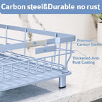 Dish Drying Rack - Space Saving Dish Rack - Dish Racks for Kitchen Counter with Drainboard,Rustproof Dish Drainer with Removable Utensil Holder,Blue