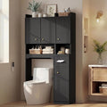 7-Tier Over Toilet Storage Cabinet with Doors, 2-in-1, Separatable Tall Narrow Cabinet, Bathroom Storage Cabinet, Adjustable Shelf, Big/Small Room, Laundry Room, Tissue Holder, Anti-Tip, Black