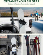 Magnetic Ski Holder for Side of Car – Strips Magnetic Snowboard Mount – Prevent Ski and Snowboard from Tipping Over – Protects Vehicle from Scratches - Snowboard Accessories(Black)