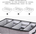 AARAINBOW 2 Packs Foldable Under Bed Clothes Organizer with Lids, Underbed Storage Container with Adjustable Dividers, UnderBed Storage Bins with Handles and Clear Window (Gray+Light Gray)