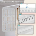 2-Pack Hanging Jewelry Organizer Storage, 40 Pockets 36 Hooks Necklace Earring Necklace Bracelet Ring Organizer, Double - Sided Design, White
