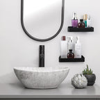 Z metnal Small Glass Bathroom Shelves, Matte Black Floating Shelf, Mini Wall Shelf Organizer, Wall Mounted (Clear Glass, 8 inch/20cm)