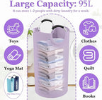 95L 3Pack Large Laundry Hamper, Foldable Laundry Basket with Handles, Dirty Clothes Basket in 600D Oxford Fabric, Clothes Hampers for Bedroom, Living Room, Bathroom, Purple + Navy Blue + Blue
