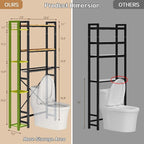 Over The Toilet Storage with Side Shelf, 7 Tier Bathroom Organizer Rack with Paper Holder, Hooks and Basket, Freestanding Above Toilet Shelf for Laundry, Quick Interlock Install (Vintage Brown)