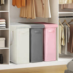 Chrislley 60L Slim Laundry Hamper with Lid Narrow Laundry Basket with Handle Upgrade Foldable Dirty Clothes Hamper Portable Skinny Hamper Organizer Storage Bins (25.6 inches, pink)