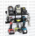 Wall Control Drill Holder Power Tool Storage Rack - Compact Impact Drill Battery Power Tool Pegboard Organizer Pegboard (Black)