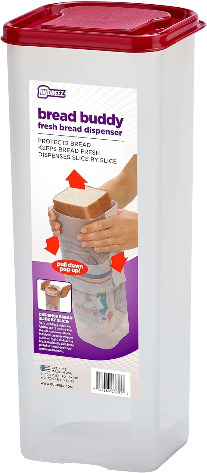 Buddeez Bread Buddy Bread Box – Keeps Loaves Fresh - Holds 1 Loaf of Sandwich Size Bread