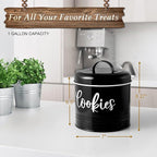 Farmhouse Cookie Jar for Kitchen Counter, 1 Gallon Vintage Cookie Jar with Airtight Lid, Large Food Storage Container for Candy, Cookies, Dessert, Black Kitchen Decor and Accessories