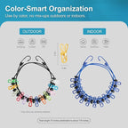 2 Pack Camping Portable Clothesline with for Travel 12 Clips, Colorful & Blue Windproof Retractable Clothesline Kit for Camping, Home, Cruise, Hotel