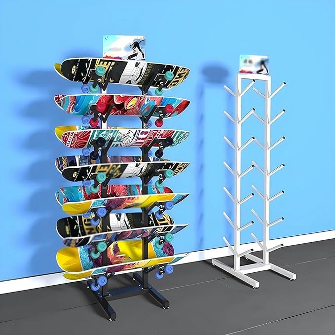 Heavy Duty Metal Ski Storage Rack, Freestanding 7 Pair Steel Holder, Home Gym Gear Organizer, Floor Display Stand for Garage/Shop, Solution