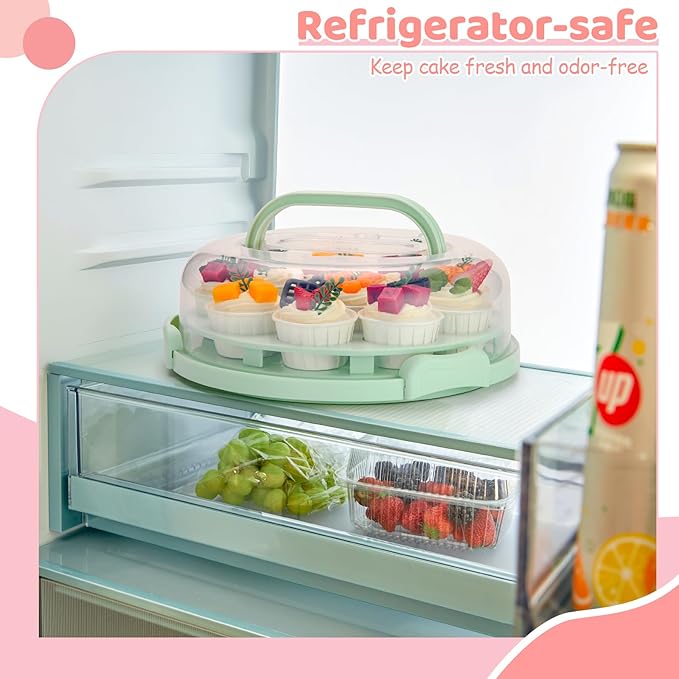 Ohuhu Cheesecake Container, Cake Pie Carrier BPA-Free up to 10'' Cake - Cupcake Containers with Lid and 2 Handles 4-in-1 Multipurpose Cake Keeper Holder Platter for Pie Devil Eggs Perfect Gifts