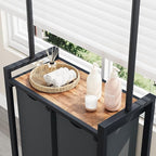 2-Section Rolling Laundry Sorter Cart with Hanging Rod & Utility Shelf, Large Capacity Lockable Wheels Laundry Hamper Basket Organizer for Laundry Room, Bathroom, Bedroom - Rustic Black