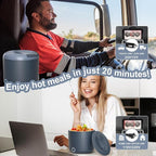 Vingud Electric Lunch Box for Adults, 1.2L/41oz, 100W Fast Heated Lunch Box, 12V/24V/110V Portable Food Heater for Car/Office Work with 304 Stainless Steel Container, Blue Gray