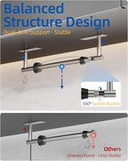 RUACQ Paper Towel Holder Under Cabinet, One Hand Tearing Paper Towel Holder with Damping Effect, Wall Mount & Adhesive Stainless Steel Paper Roll Holder for Kitchen Bathroom (Brushed Nickel)