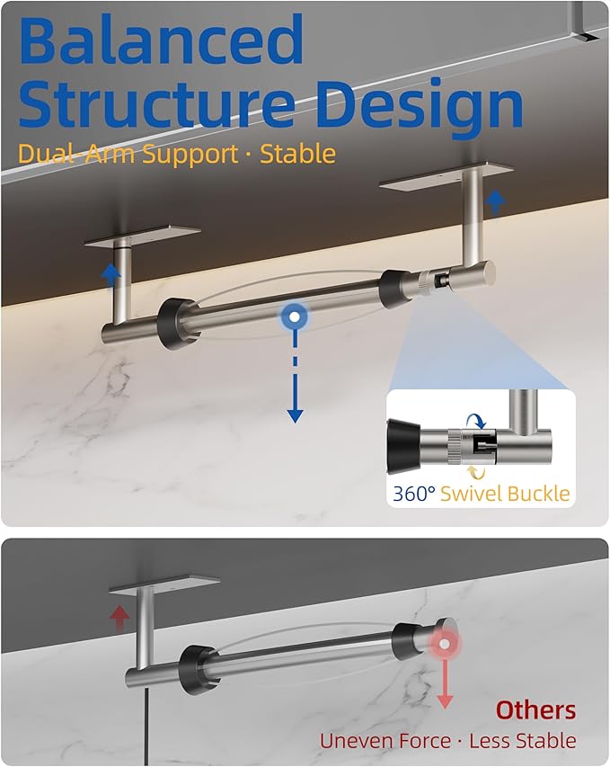 RUACQ Paper Towel Holder Under Cabinet, One Hand Tearing Paper Towel Holder with Damping Effect, Wall Mount & Adhesive Stainless Steel Paper Roll Holder for Kitchen Bathroom (Brushed Nickel)