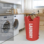 DOKEHOM 125L X-Large Collapsible Washing Laundry Basket Bag (7 Colors) for Bedroom, Fabric (Red, XL)