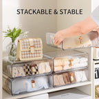 Underwear Organizer for Closet, Acrylic Socks Bra Underwear Drawer Organizer with Dividers, 24 Cell Stackable Closet Organizer and Storage Drawer for Clothing, Baby Clothes, Bra, Ties, Scarf