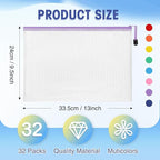 Jetec 32 Pcs Mesh Zipper Bags Toy Storage Bikini Organizer Bag Bolsas Para Guardar Trajes De Bano Waterproof Zipper Reusable Pouch Puzzle Multipurpose for Storage Office(Cute Color,13 x 9.5 Inch)