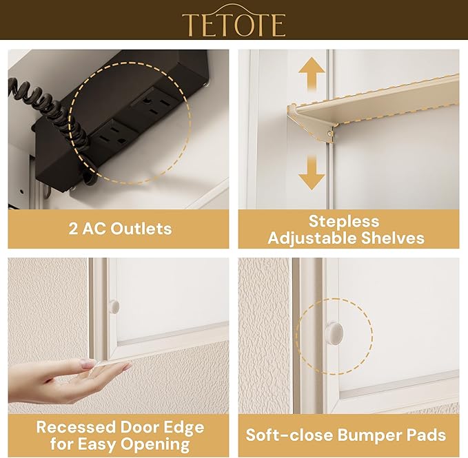 TETOTE 48 x 32 Lighted Bathroom Medicine Cabinet with Adjustable Shelves, Silver Aluminum Cabinet, Anti-Fog Stepless Dimmable 3 Colors White/Warm/Natural, Easy to Install(Wall Mount/Recessed)