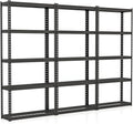 Giantex 3Pcs 5-Tier Storage Shelves, 35.5" x 12" x 72" Height Adjustable Metal Storage Utility Rack Shelf with Anti-Tipping Device, Heavy Duty Garage Shelving for Warehouse, Basement, Kitchen, Black