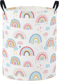 Baby Laundry Basket Baby Nursery Hamper Kids Laundry Basket Toy Storage Bin for Boys Room Decor Gift Baskets for Bedroom Bathroom(Blue Rainbow)