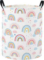 Baby Laundry Basket Baby Nursery Hamper Kids Laundry Basket Toy Storage Bin for Boys Room Decor Gift Baskets for Bedroom Bathroom(Blue Rainbow)