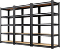 3-Pack 5-Tier Heavy Duty Garage Shelving Units - 71" H x 28" W x 12" D Adjustable Industrial Steel Metal Storage Rack Set for Warehouse, Pantry, Commercial Display & Basement, Black