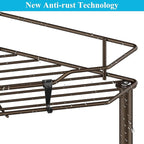 5 Tier Floor Standing Corner Shower Caddy Organizer Shelf with Hooks, Bathroom Shelves Stand Rack, Bronze