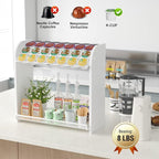 Coffee Pod Organizer for Countertop, Bamboo K Cup Holder, Easy Assembly Coffee Station Organizer for Home Office Coffee Bar, White