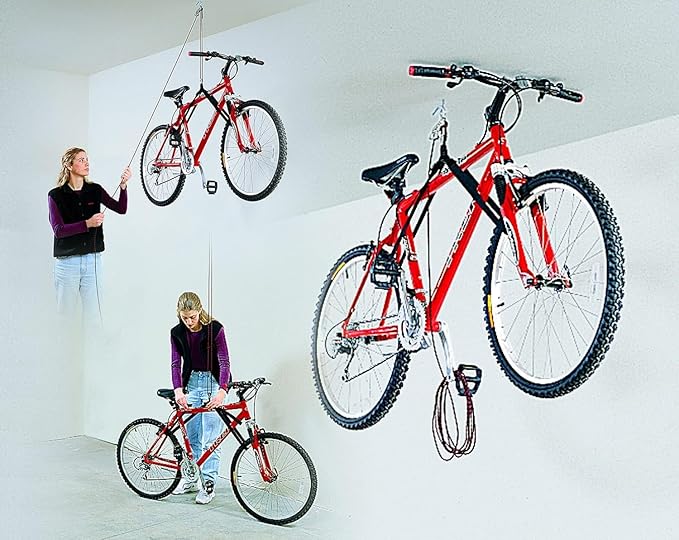 HARKEN Hoister - Bikes & Overhead Garage Storage Hoist System (45lb Capacity, 16ft Ceiling), Space-Saving Organization, Easy One-Person Operation, Safe Anti-Drop, Self-Leveling - model 7800.16