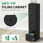 File Cabinet 5 Drawer with Lock, Vertical Filing Cabinets for Home Office, Metal Steel Storage Cabinet for Letter/Legal Size File, Assembly Required(Black)