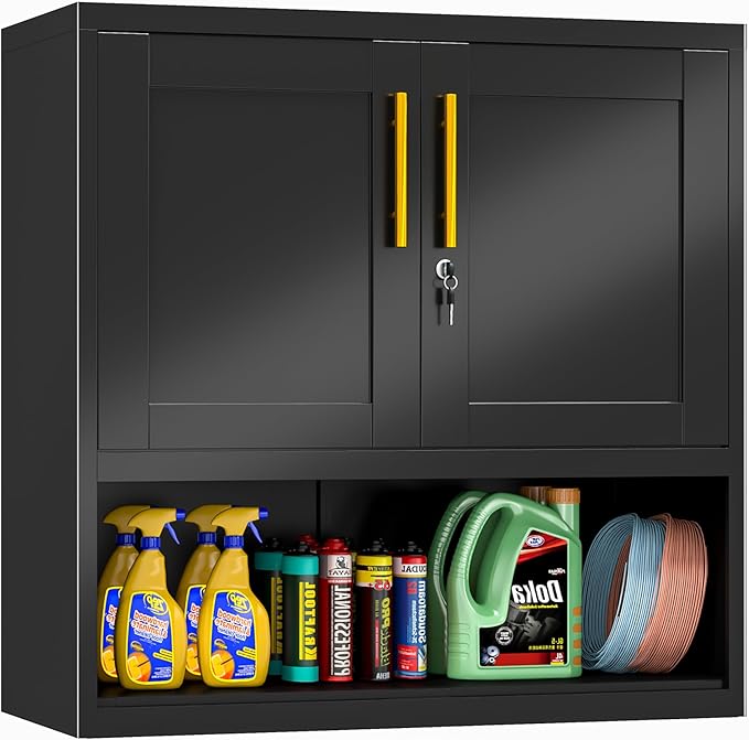 Metal Bathroom Wall Cabinet, 27.5" H Black Bathroom Cabinet Wall Mount with Adjustable Shelf, Over The Toilet Storage Cabinet Medicine Cabinets for Bathroom, Kitchen