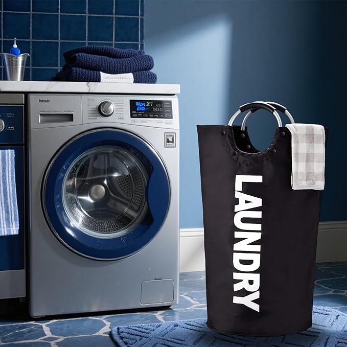 90L Laundry Hamper Waterproof 600D Oxford Fabric Modern Collapsible Laundry Basket for Easy Storage with Padded Handles Stands Up Well Heavy‑Duty Laundry Bag for Clothes(2 Pack)