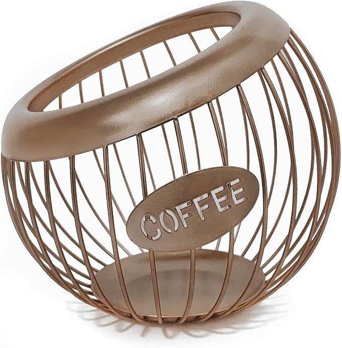 K-Cup Holder, Large Capacity K-Cup Organizer for Counter, Coffee Bar Accessories, Metal Coffee Pods Storage (Brown)