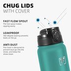 Fanhaw 40 oz Insulated Stainless Steel Water Bottle with Chug Lid, Leakproof & Sweat-Free Extra-Large Metal Bottle for Outdoor, Hiking & Gym (Green Blue)