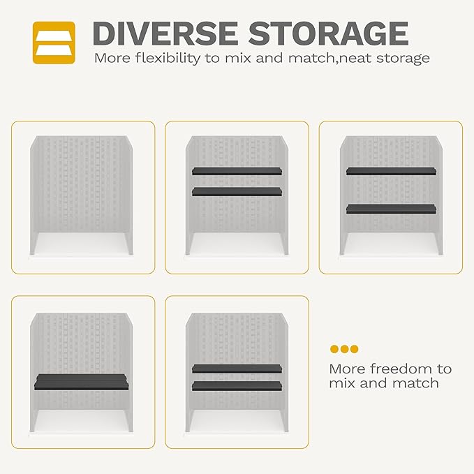 DWVO Outdoor Storage Cabinet with 2 Shelves, Waterproof Horizontal Plastic Storage Shed with Lockable Door, 15 cu. ft. Patio Tools Storage Box for Patio, Garden, Backyard, Deck, Dark Gray