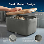 Sonder Los Angeles Union Large Bread Box | Fits Full Sourdough Loaves and More | Breadbox with Cutting Board | Homemade Bread Bin Storage Container | 14.25x9.25x7 in | Charcoal