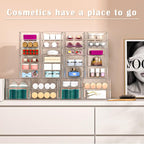 30 Drawers, Acrylic Desk Makeup Organizer, Plastic Drawers Organizer, Stackable Storage Solution for Makeup, Dresser, Office, Bathroom Clear Plastic Craft and Bead Storage Cabinet