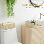 Vagusicc Wicker Storage Basket, Set of 2 Hand-Woven Paper Rope Wicker Basket, Small Storage Baskets for Organizing Toilet Paper Basket, Foldable Large Cube Storage Organizer Bins for Shelves (Beige)