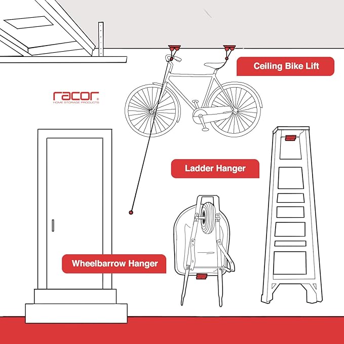 Racor - Ceiling-Mounted Bike Lift - Up to 50 lbs