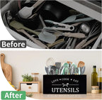Extra Large Kitchen Utensils Holder with 4 Compartments, Wooden Storage Utensil Holder Organizer for Counter or Countertop, Farmhouse Decor, Rustic Cooking Utensil Kitchen Tool